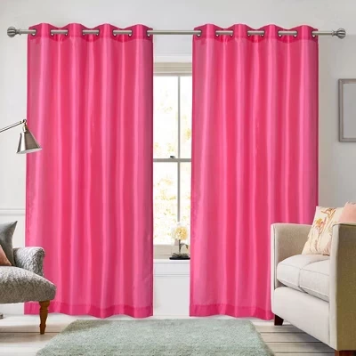 Пара роскошных штор Ruthy's Textile с люверсами из искусственного шелка размером 54 x 84 дюйма каждая розового цвета