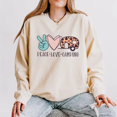 Легкая одежда для кемпинга Peace Love Окрашенная в белый цвет толстовка