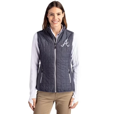 Женский утепленный жилет-фугу Atlanta Braves Rainier PrimaLoft® с эко-изоляцией на молнии антрацитового меланжа