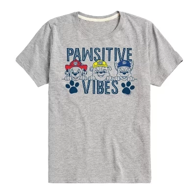 Мужская футболка с коротким рукавом Paw Patrol - Pawsitive Vibes Rubble Marshall Chase серого цвета с графическим рисунком