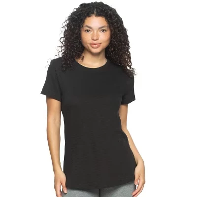 Женская футболка из трикотажа Slub с круглым вырезом горловины, черная