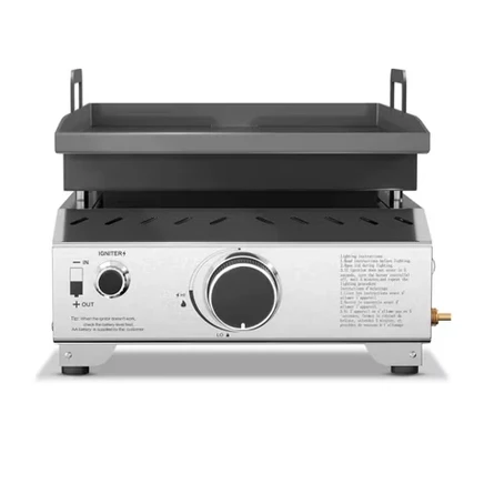Портативная пропановая сковородка R.W. FLAME, Настольный гриль с плоской поверхностью емкостью 8000 БТЕ, Газовый гриль из нержавеющей стали 304 для кемпинга, барбекю на открытом воздухе, приготовления пищи на колесах