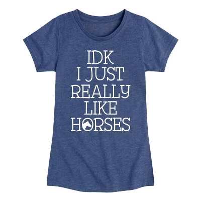 Приталенная футболка с коротким рукавом и рисунком Idk I Like Horses
