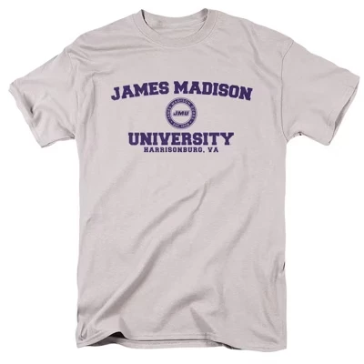 Мужская футболка NCAA JMU, круглый логотип, серебристая