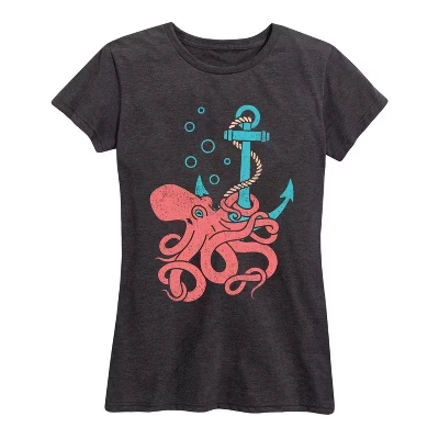 Женская футболка с коротким рукавом Anchor Octopus и графическим рисунком heather charcoal