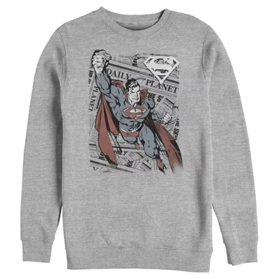 Мужской свитшот DC Comics Супермен, газета, серый меланж