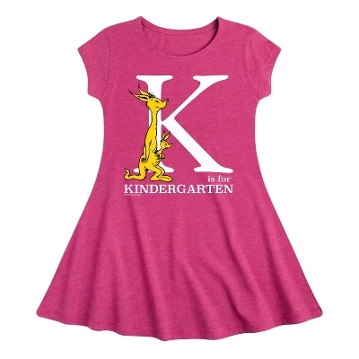 Платье K Is For Kindergarten Fit & Flair с коротким рукавом и графичным рисунком цвета Хизер фуксия