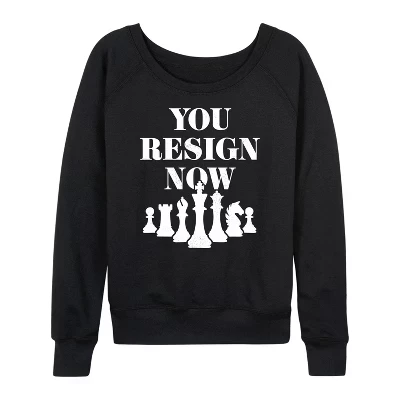 Женская рубашка с рисунком Your Resign Now, легкая французская махровая рубашка с широким вырезом и длинным рукавом, черная