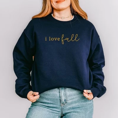 Женский свитшот Simply Sage Market «I Love Fall», синий
