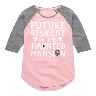 Футболка для девочек Haunted Mansion реглан, розовая