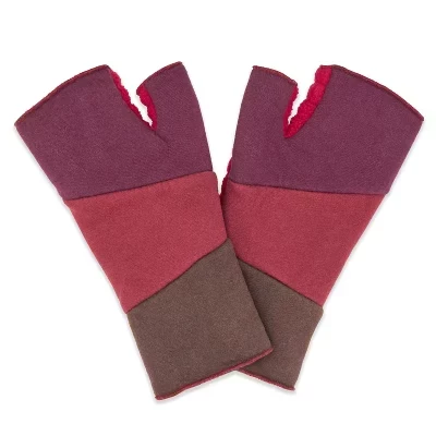 Женские перчатки без пальцев Feelgoodz Color Block – Теплые, ручной работы и экологически чистые poppy