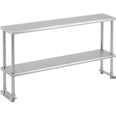Двойная верхняя полка из нержавеющей стали, 12 x 60 дюймов, регулируемая по высоте Коммерческая полка, Рабочий стол для приготовления пищи в домашней кухне ресторана