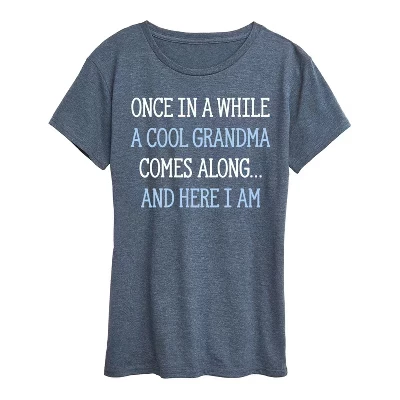 Женская футболка Cool Grandma Here I Am с коротким рукавом и рисунком heather blue