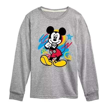 Футболка для мальчиков - Mickey & Friends - Уличная футболка с длинным рукавом и рисунком athletic heather