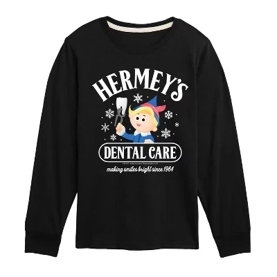 Футболка с длинным рукавом и рисунком для мальчиков - Rudolph - Hermeys Dental Care, черная
