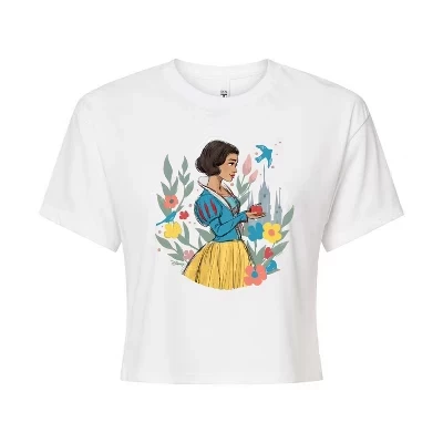 Женская футболка Snow White Sketch укороченная, белая
