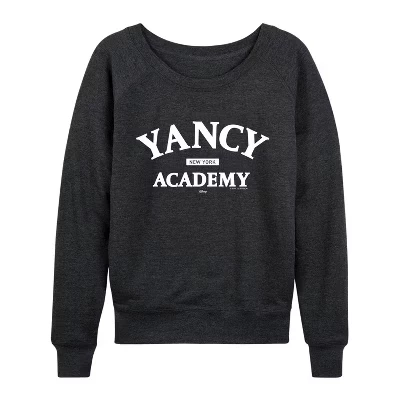 Женская легкая французская махровая рубашка Yancy Academy с широким вырезом и длинными рукавами и графическим рисунком heather charcoal