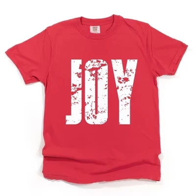 Joy Block Distressed - Женская футболка с рисунком, окрашенная в красный цвет