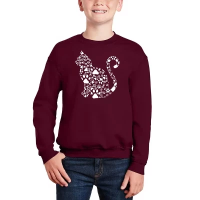 Кошачьи когти - Толстовка с круглым вырезом Boy's Word Art темно-бордового цвета