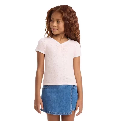 Футболка Levi's® для девочек с коротким рукавом Pointelle розового цвета