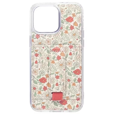 Чехлы Чехол для телефона iPhone 15 Plus с бумажником и ремешком для пальцев blossom bliss