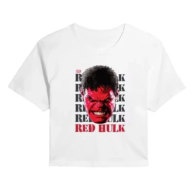 Женская укороченная футболка Marvel Big Red Hulk, белая