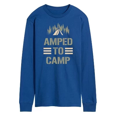 Мужская футболка с длинным рукавом Amped To Camp с рисунком королевского синего цвета