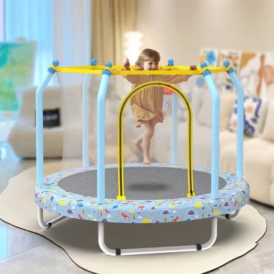 Батут ModernLuxe детский 1,4 м с сеткой и кольцом, синий