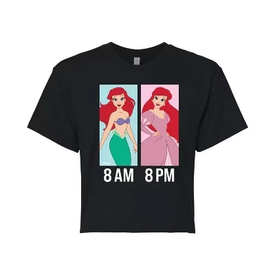 Женская укороченная футболка с рисунком Ariel Day And Night Wear черного цвета