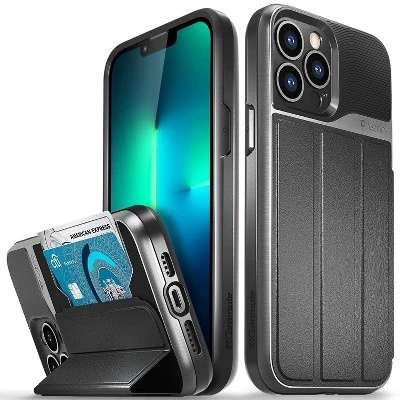 Чехол-портмоне vCommute для Apple iPhone 13 Pro Max, чехол с подставкой, кожаный держатель для карт [Защита от падения военного класса], сине-черный