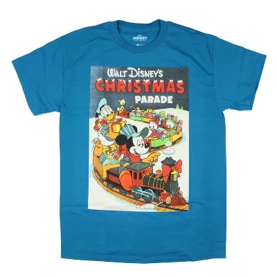 Футболка Seven Times Six Disney мужская Walt Disney's Christmas Parade с графическим рисунком для взрослых, синяя, темно-бирюзовая