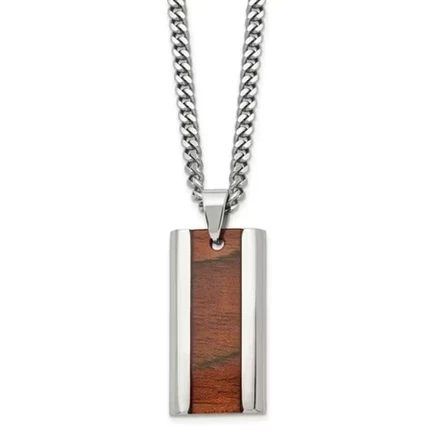 Мужское ожерелье Black Bow Jewelry Co., сталь с Koa и эмалью, 51 см