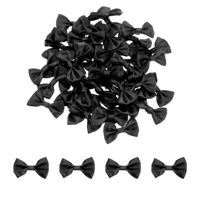 Аксессуары для подарочной упаковки из ткани Party DIY Мини-бантики из атласной ленты 50 шт. черного цвета