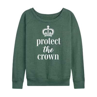Женская рубашка Protect The Crown из легкого французского махрового материала с широким вырезом и длинными рукавами и графическим рисунком heather juniper