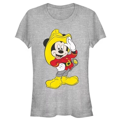 Женская футболка Mickey & Friends Firefighter Mouse для юниоров серого цвета