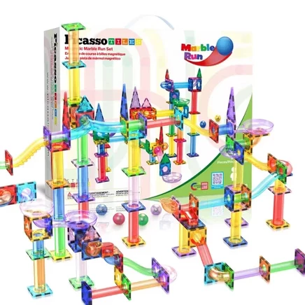 ПИКАССО-ПЛИТКА Marble Run Магнитная плитка для детей – 150ШТ Набор развивающих строительных блоков STEM Race Track Toy Set