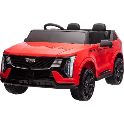Детский лицензированный автомобиль Cadillac Ride On Truck с напряжением 24 В - 2-местный электромобиль с дистанционным управлением от родителей, плавный старт, для мальчиков и девочек красного цвета