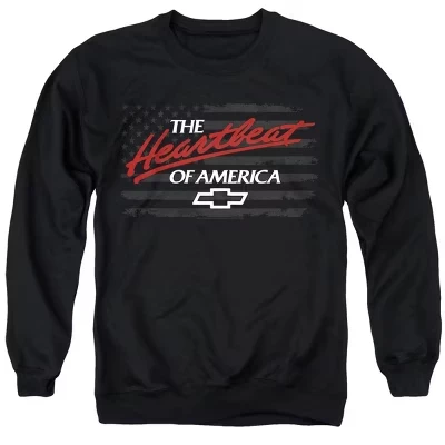 Мужская толстовка с круглым вырезом и флагом Heartbeat Of America, цвет черный