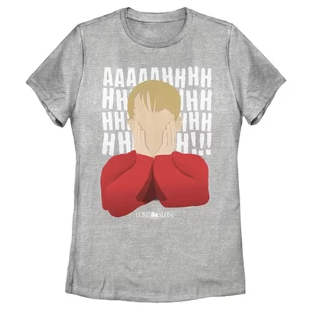 Женская футболка Home Alone Kevin Ahhh Silhouette, серый меланж