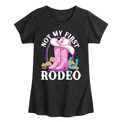 Детская футболка Barbie Not My First Rodeo с принтом, черный меланж