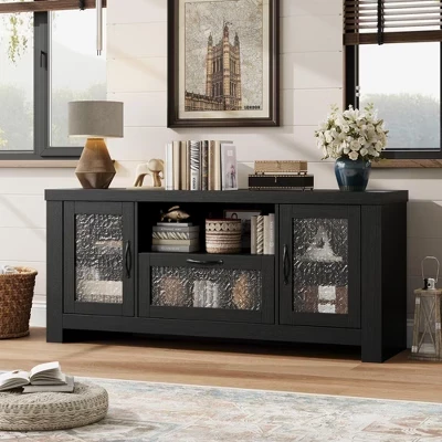 ТВ-тумба GustoWave Farmhouse 55″ с акриловыми дверцами, черная