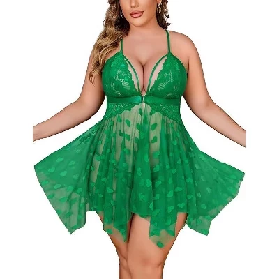 Женское белье Avidlove, кружевная сорочка Babydoll, женская сорочка в стиле тедди, ночная рубашка с V-образным вырезом, сетчатая пижама, ночная рубашка с разрезом спереди
