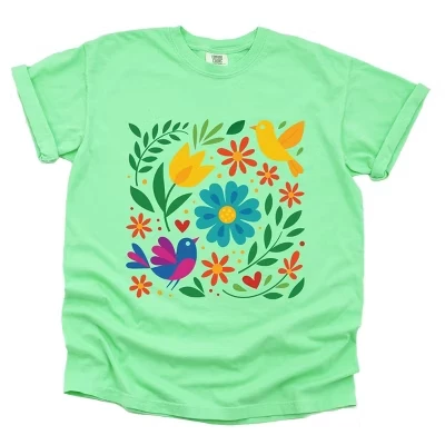 Женская футболка Simply Sage Hispanic Florals, бирюзовая