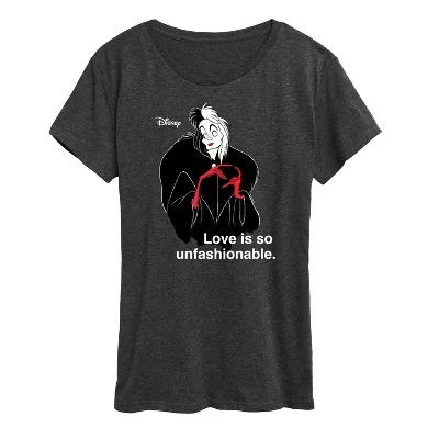 Женская футболка Cruella De Vil Love с немодным рисунком в виде верескового угля и коротким рукавом.