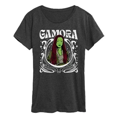 Женская футболка Guardians of the Galaxy Gamora в стиле модерн с коротким рукавом и графическим рисунком heather charcoal