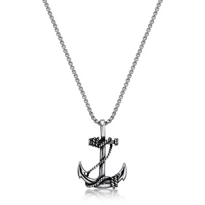Мужской кулон Metro Jewelry «Якорь» с цепью, стальной