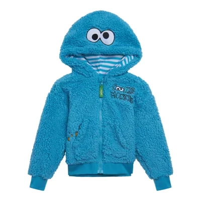 Флисовая толстовка с капюшоном на молнии для малышей cookie monster, синяя