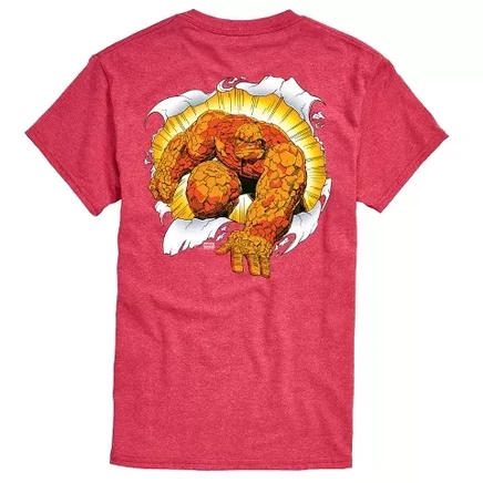 Мужская футболка с коротким рукавом Fantastic Four Thing Break Through с графическим рисунком heather red