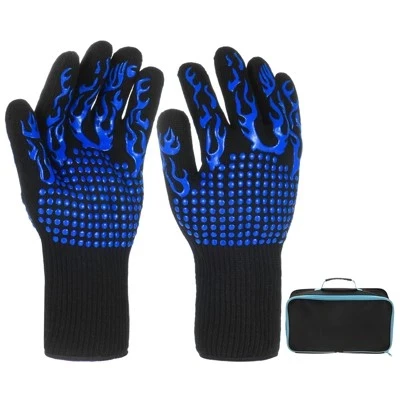 Перчатки для барбекю Unique Bargains силиконовые, синие