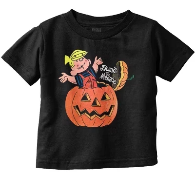 Футболка с надписью Halloween Dennis The Menace Pumpkin для малышей с изображением тыквы черная